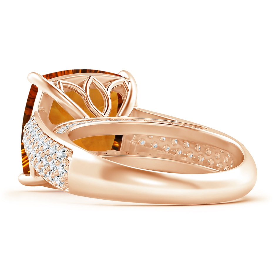 12.13x12.13x7.66mm AAAA GIA Certified Cushion Citrine Ring with Pave-Set Diamonds in Rose Gold Side 399