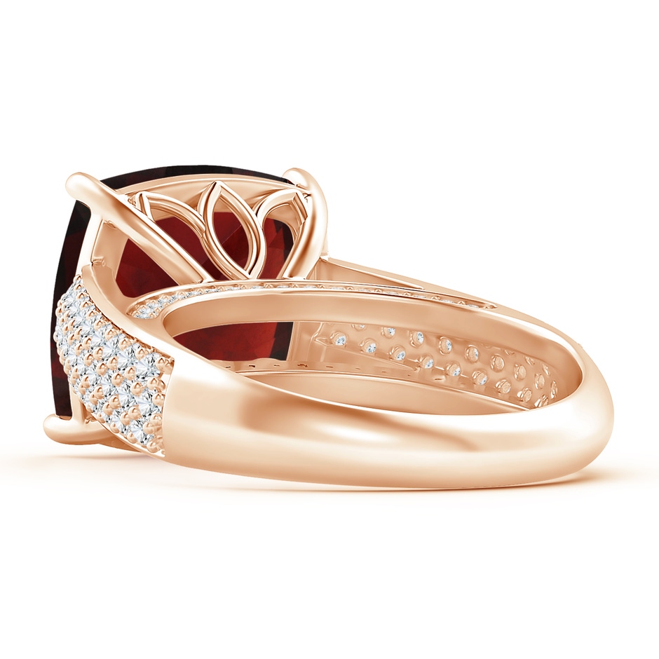 12.07x12.05x6.67mm AAA GIA Certified Cushion Garnet Ring with Pave-Set Diamonds in Rose Gold side 399
