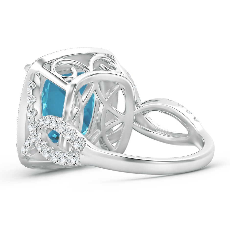 12.12x12x7.87mm AAAA GIA Certified Cushion Aquamarine Twisted Infinity Ring in 18K White Gold side-2