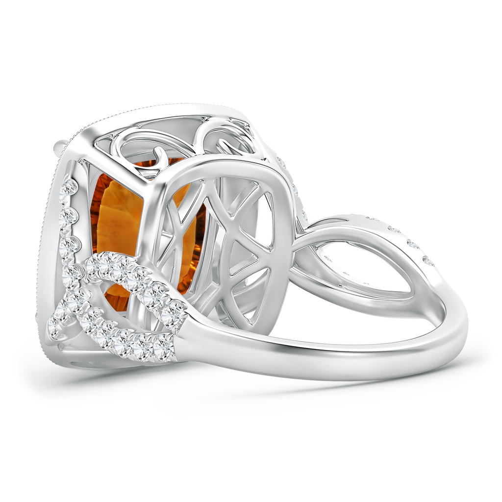 12.13x12.13x7.66mm AAAA GIA Certified Cushion Citrine Twisted Infinity Ring in 18K White Gold Side 399