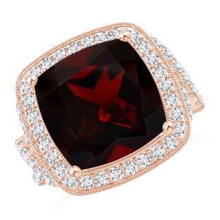 12.07x12.05x6.67mm AAA GIA Certified Cushion Garnet Twisted Infinity Ring in 10K Rose Gold