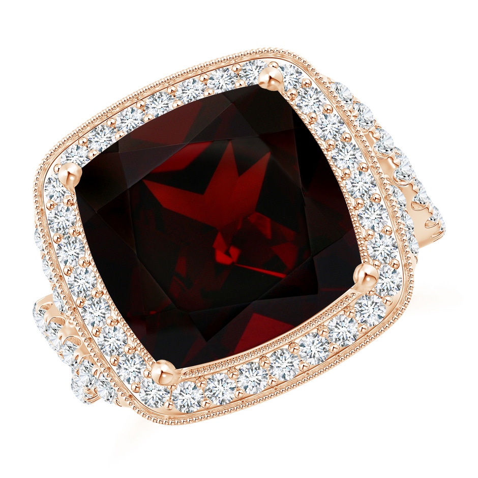 12.07x12.05x6.67mm AAA GIA Certified Cushion Garnet Twisted Infinity Ring in Rose Gold 