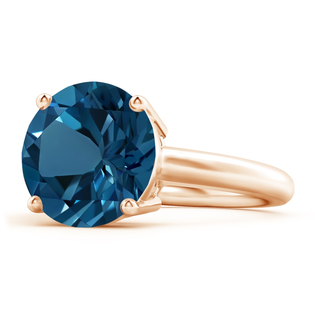 12mm AAAA Classic Round London Blue Topaz Solitaire Ring in Rose Gold
