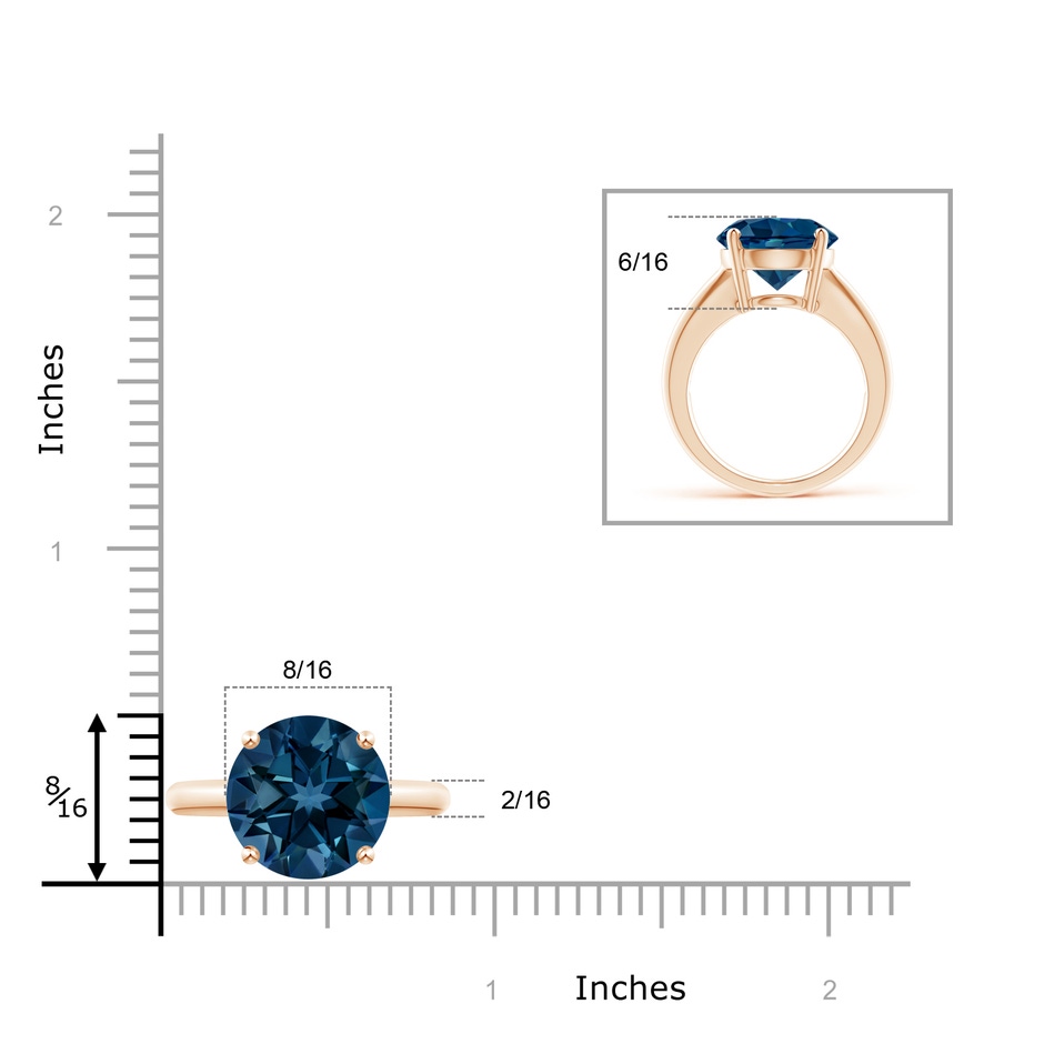 12mm AAAA Classic Round London Blue Topaz Solitaire Ring in Rose Gold product image