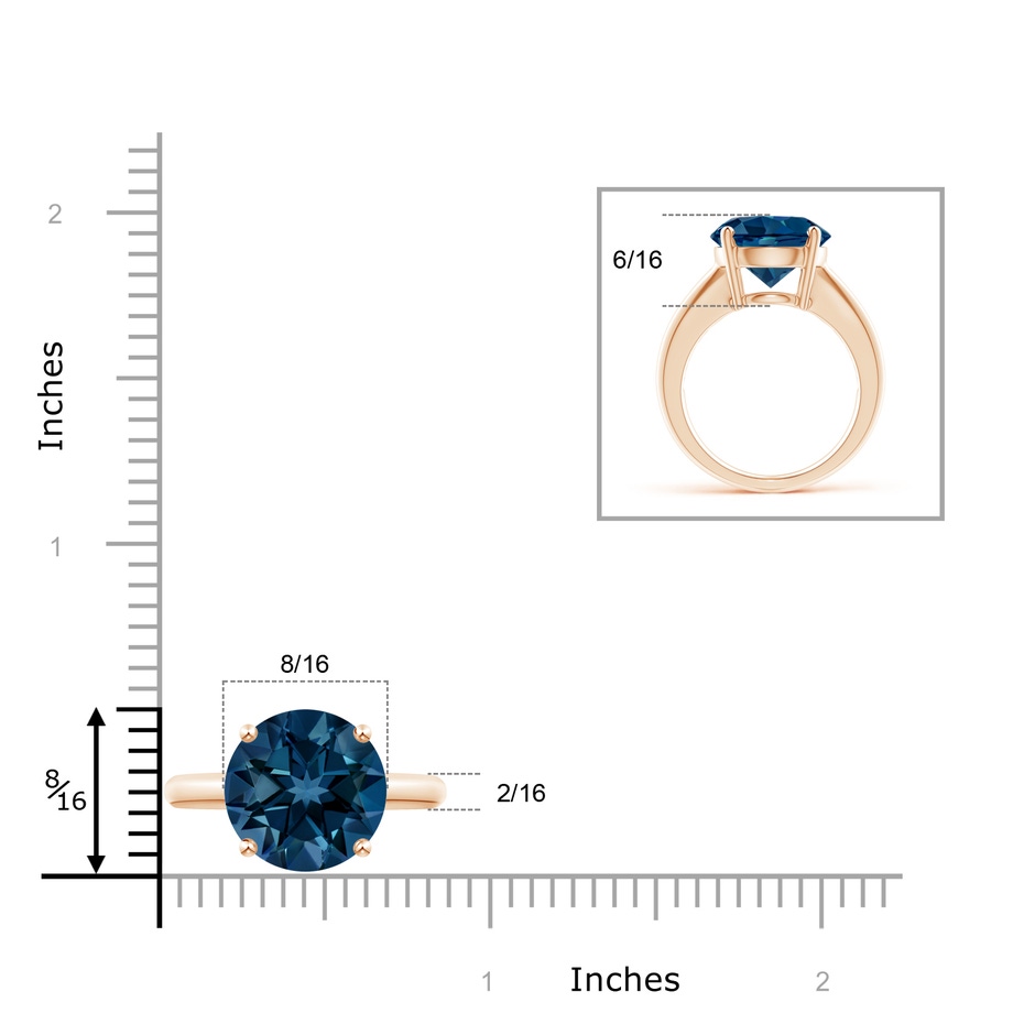 12mm AAAA Classic Round London Blue Topaz Solitaire Ring in Rose Gold Product Image