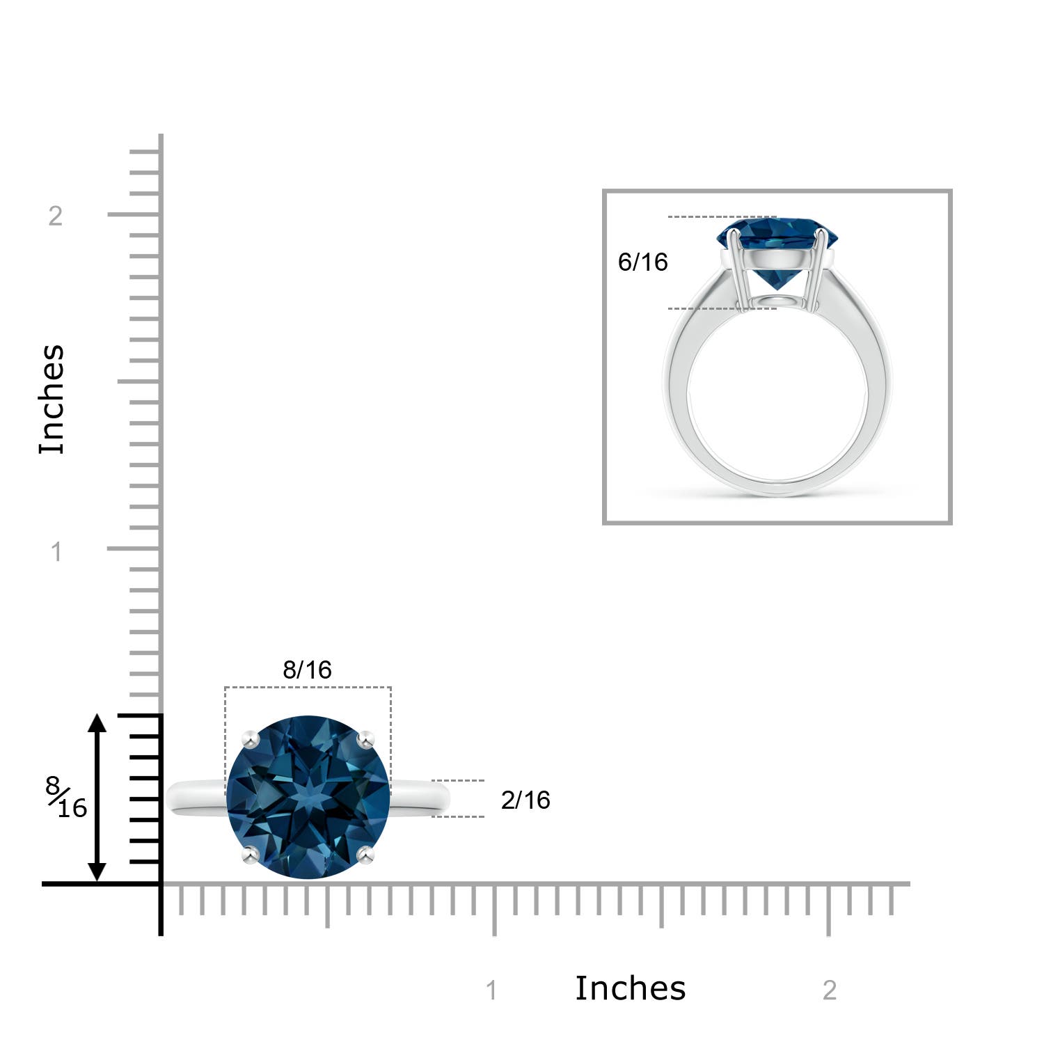 AAAA - London Blue Topaz / 7.8 CT / 14 KT White Gold