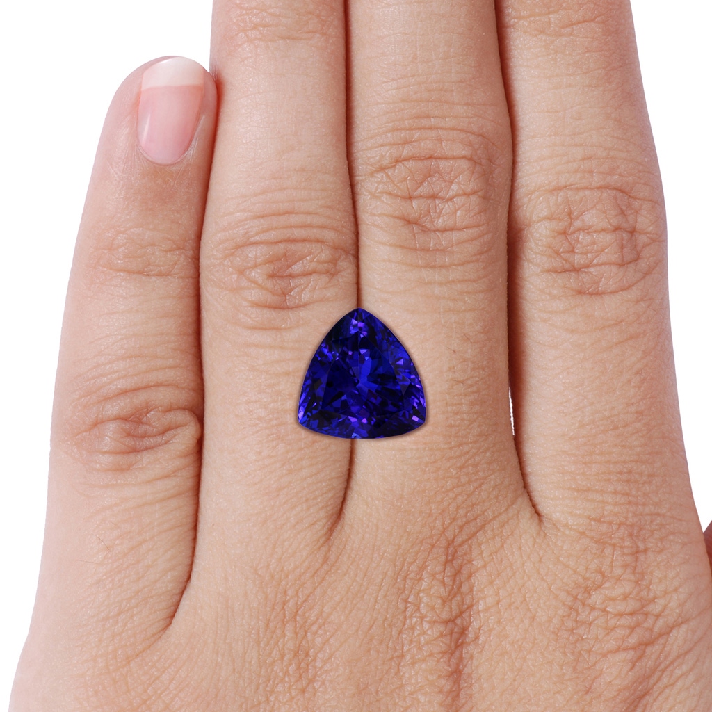 14.56x14.91x9.33mm AAAA Trillion GIA Certified Tanzanite Crossover Shank Ring in 18K White Gold - stone_body
