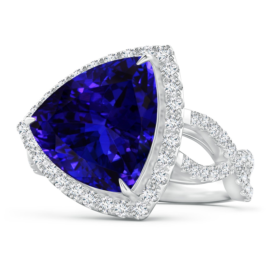 14.56x14.91x9.33mm AAAA Trillion GIA Certified Tanzanite Crossover Shank Ring in 18K White Gold side-1