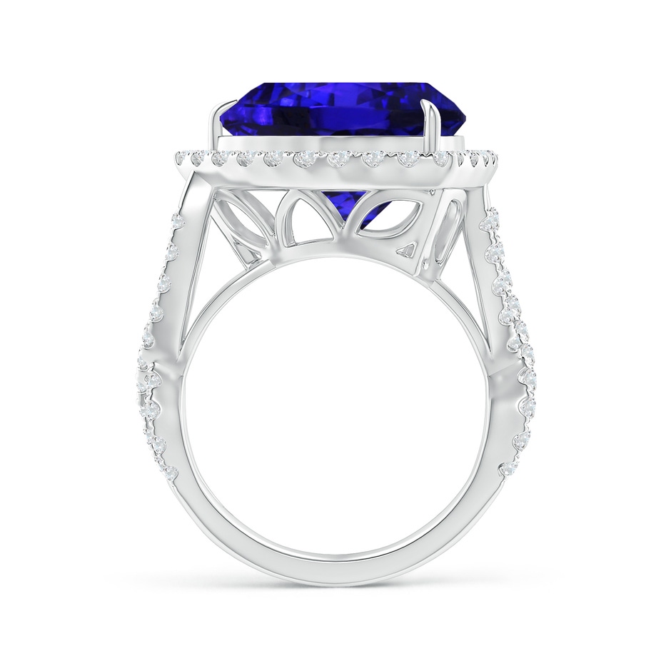 14.56x14.91x9.33mm AAAA Trillion GIA Certified Tanzanite Crossover Shank Ring in 18K White Gold side-3