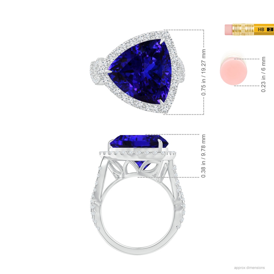 14.56x14.91x9.33mm AAAA Trillion GIA Certified Tanzanite Crossover Shank Ring in 18K White Gold rulerm