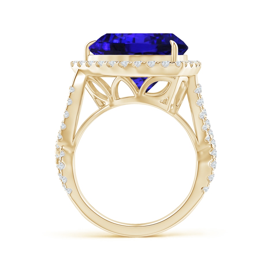 14.56x14.91x9.33mm AAAA Trillion GIA Certified Tanzanite Crossover Shank Ring in Yellow Gold side-3
