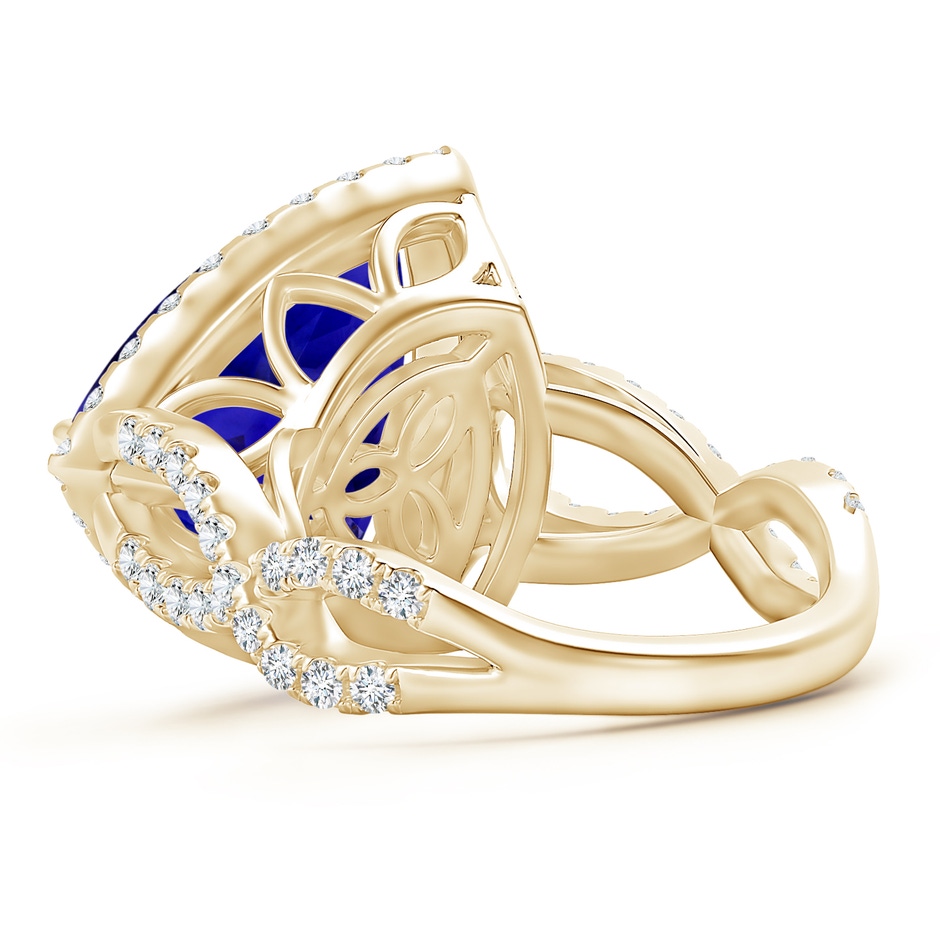 14.56x14.91x9.33mm AAAA Trillion GIA Certified Tanzanite Crossover Shank Ring in Yellow Gold gia-cert
