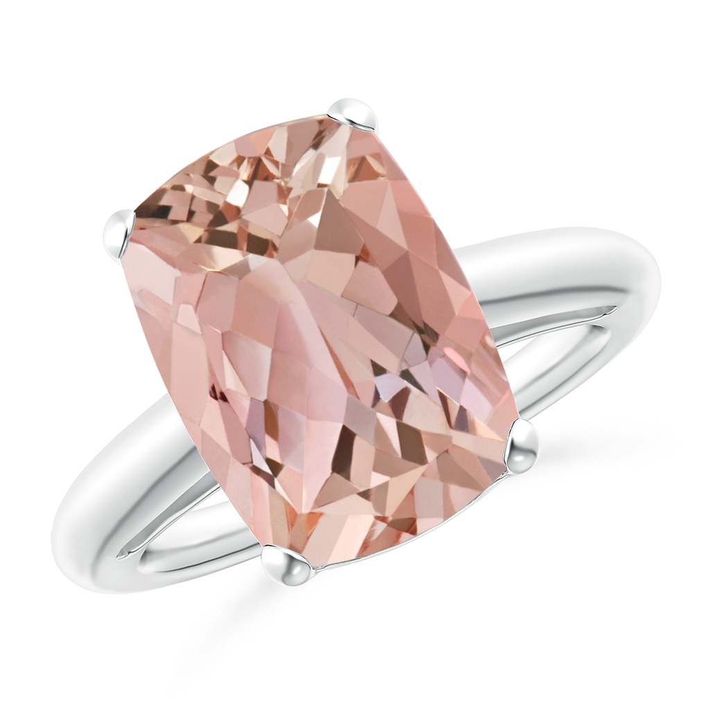14x10mm AAAA Rectangular Cushion Morganite Classic Solitaire Ring in White Gold
