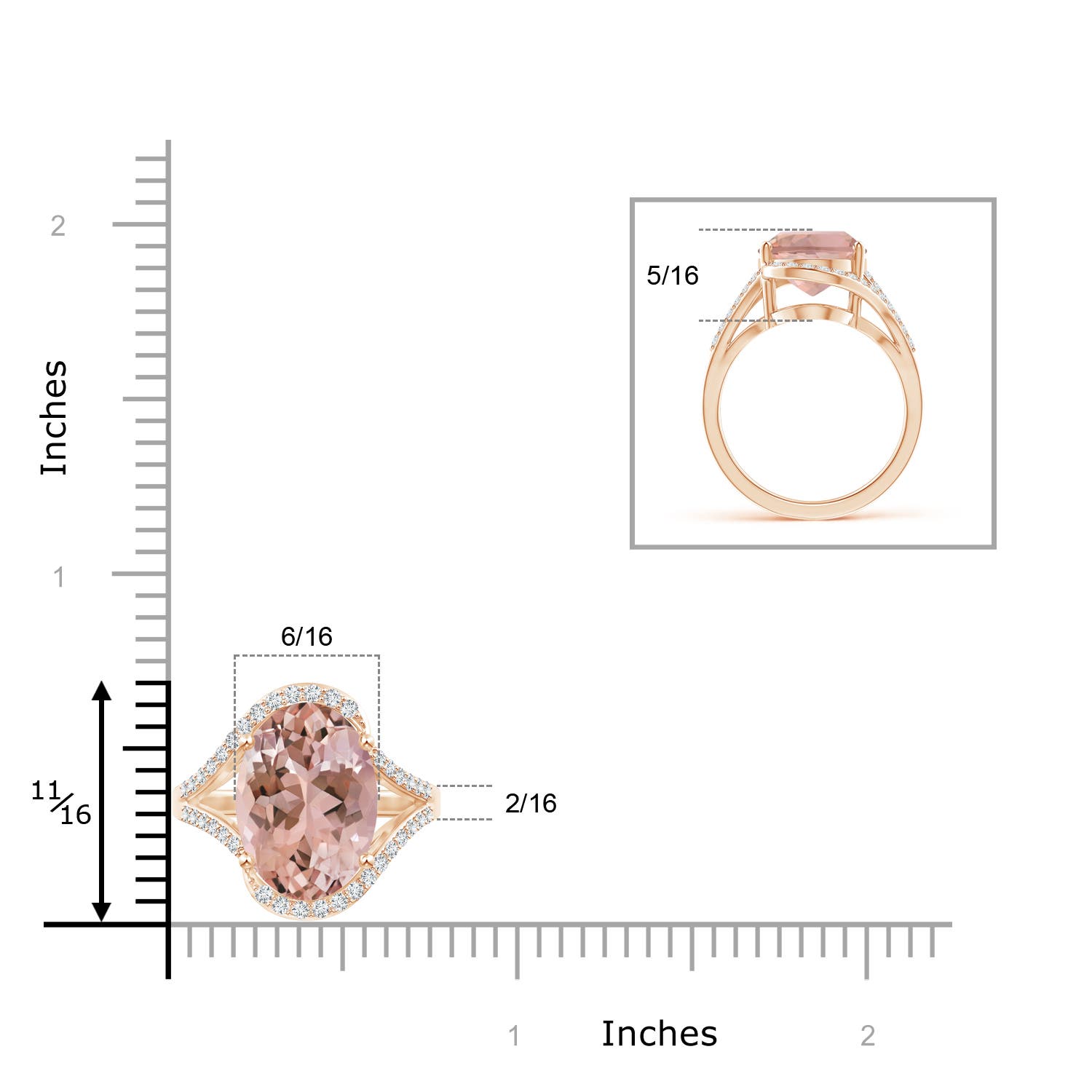 AAAA - Morganite / 5.38 CT / 14 KT Rose Gold