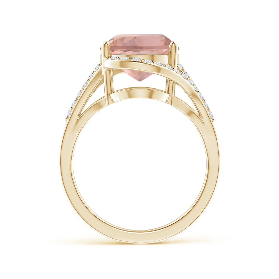 14x10mm AAAA Oval Morganite Bypass Halo Ring with Diamond Accents in Yellow Gold product image