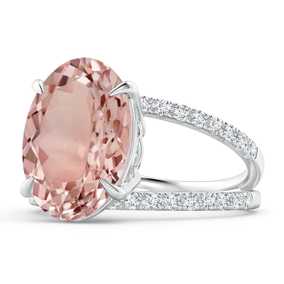 14x10mm AAAA Solitaire Oval Morganite Split Shank Ring with Pavé Diamonds in White Gold product image