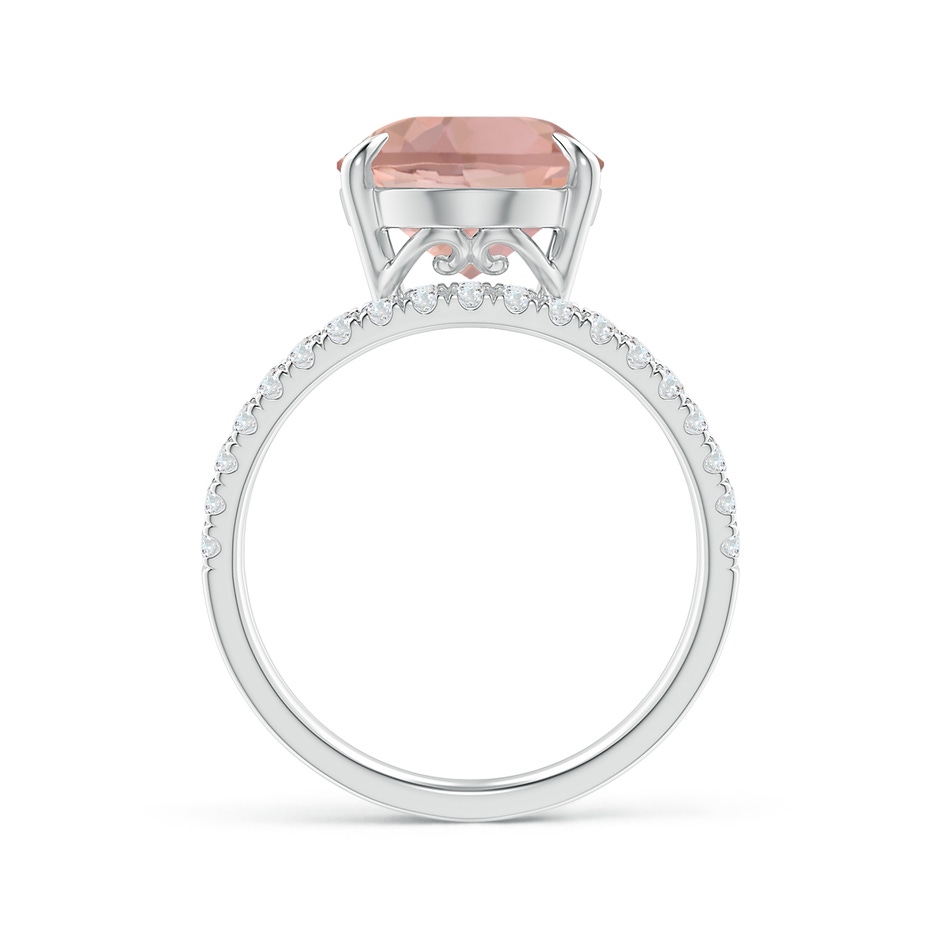 14x10mm AAAA Solitaire Oval Morganite Split Shank Ring with Pavé Diamonds in White Gold product image