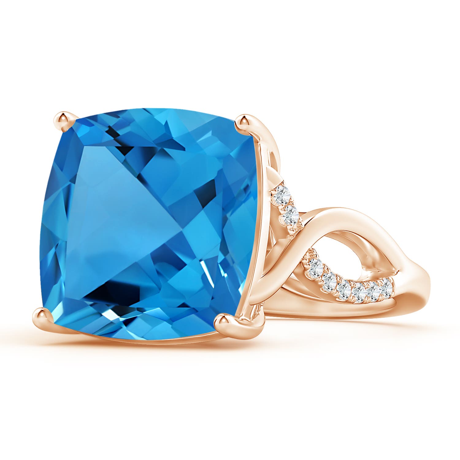 AAAA - Swiss Blue Topaz / 12.63 CT / 14 KT Rose Gold