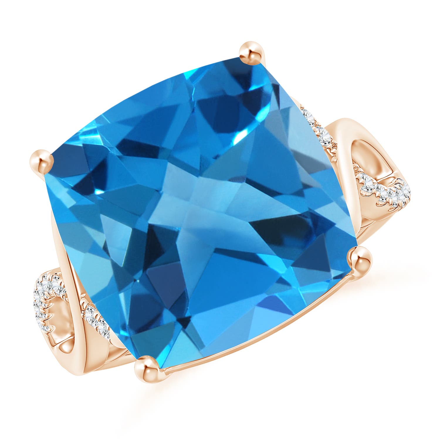 AAAA - Swiss Blue Topaz / 12.63 CT / 14 KT Rose Gold