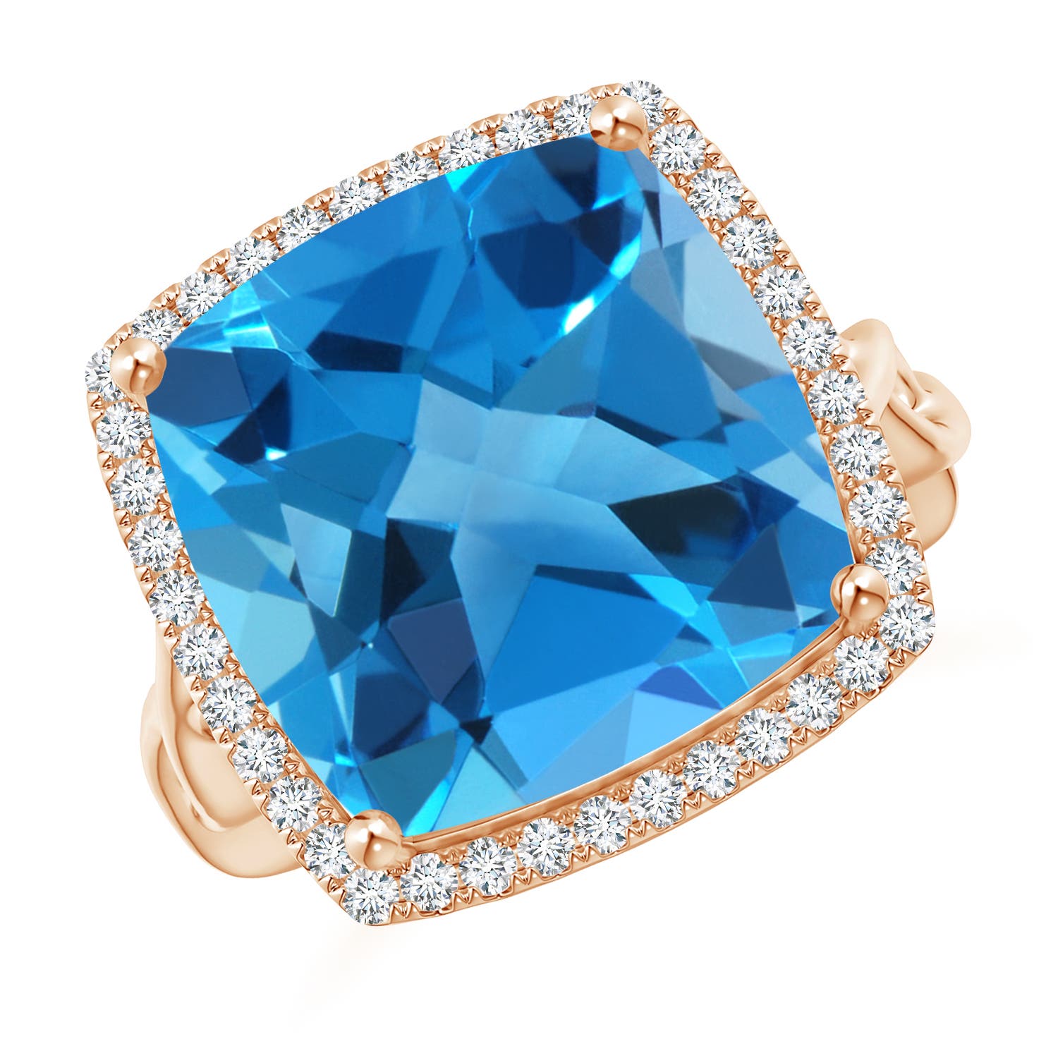 AAAA - Swiss Blue Topaz / 12.9 CT / 14 KT Rose Gold