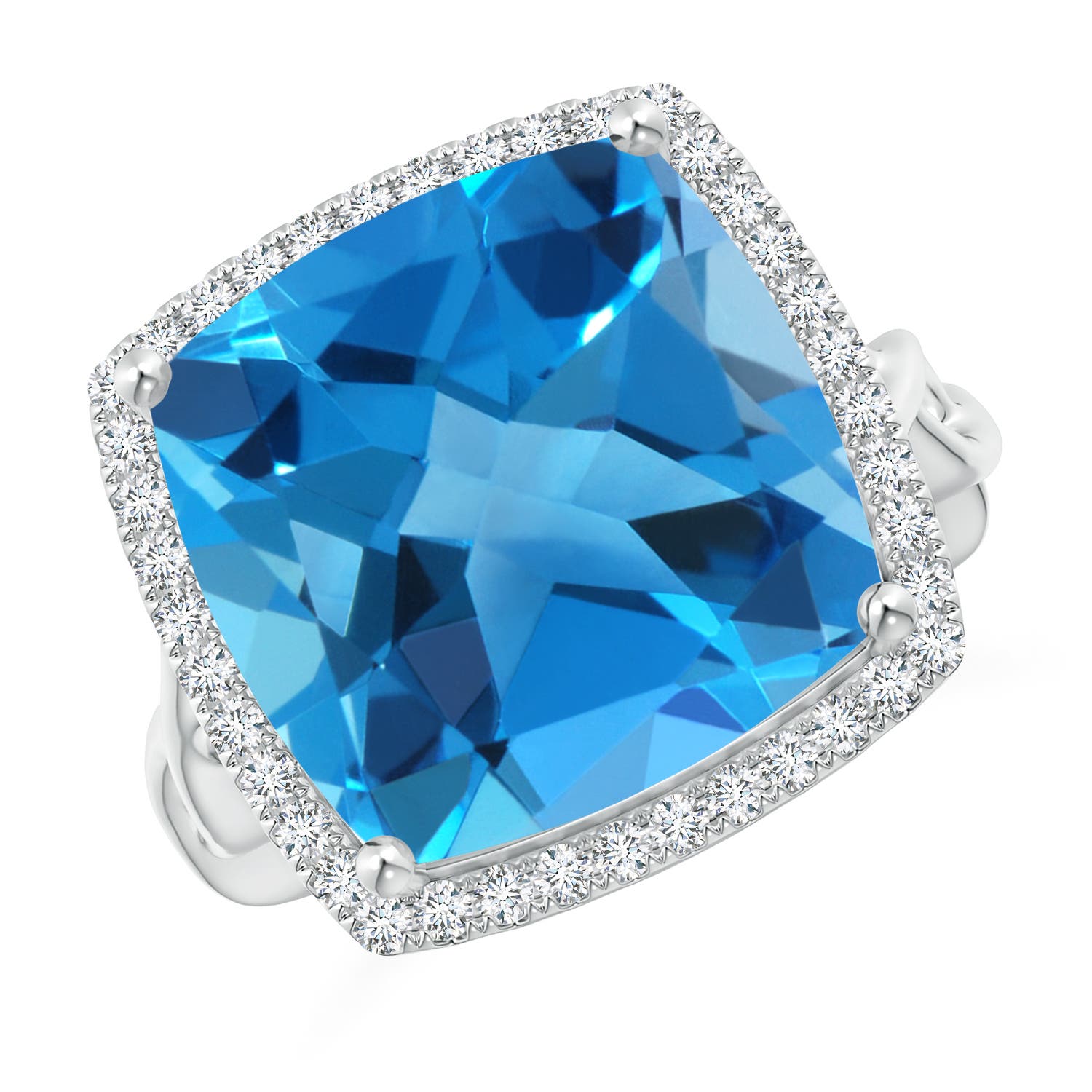 AAAA - Swiss Blue Topaz / 12.9 CT / 14 KT White Gold