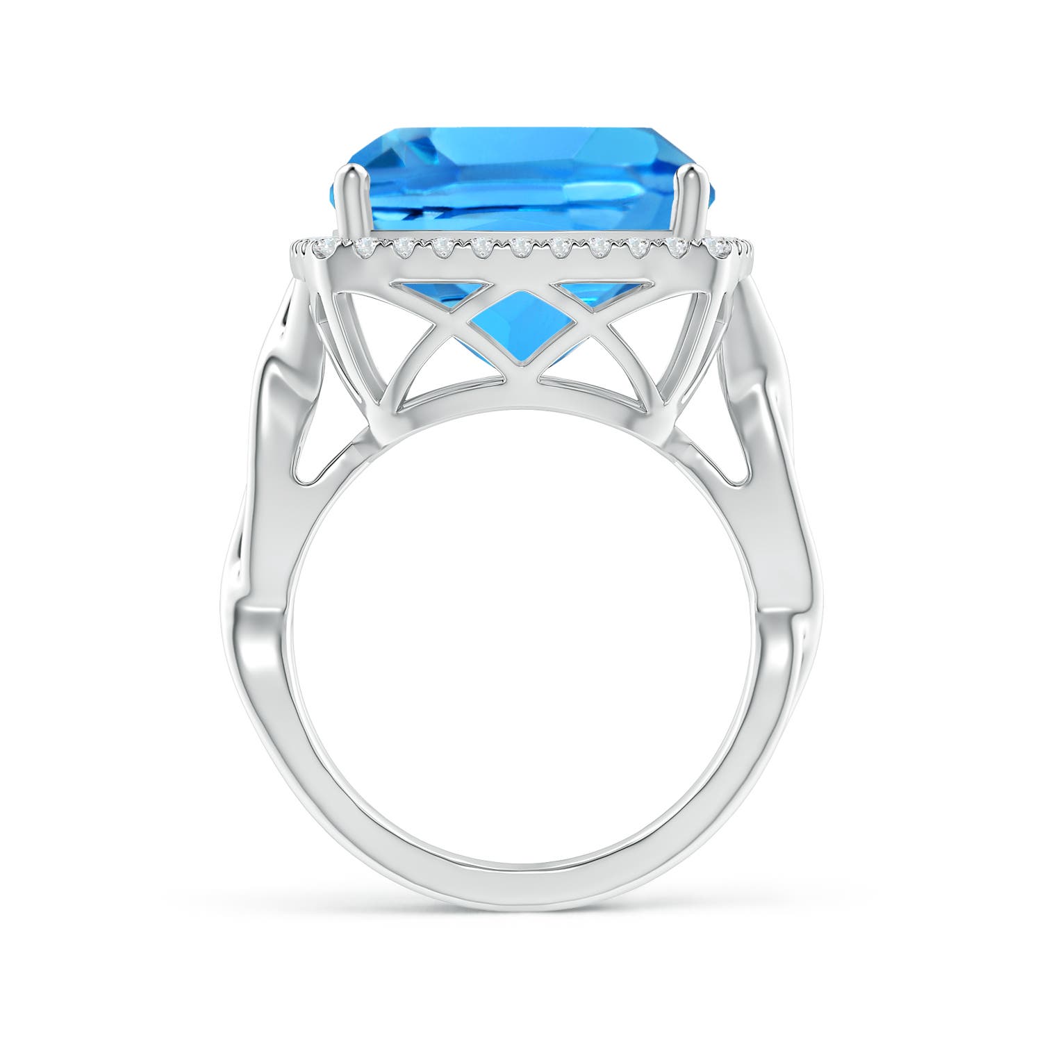 AAAA - Swiss Blue Topaz / 12.9 CT / 14 KT White Gold