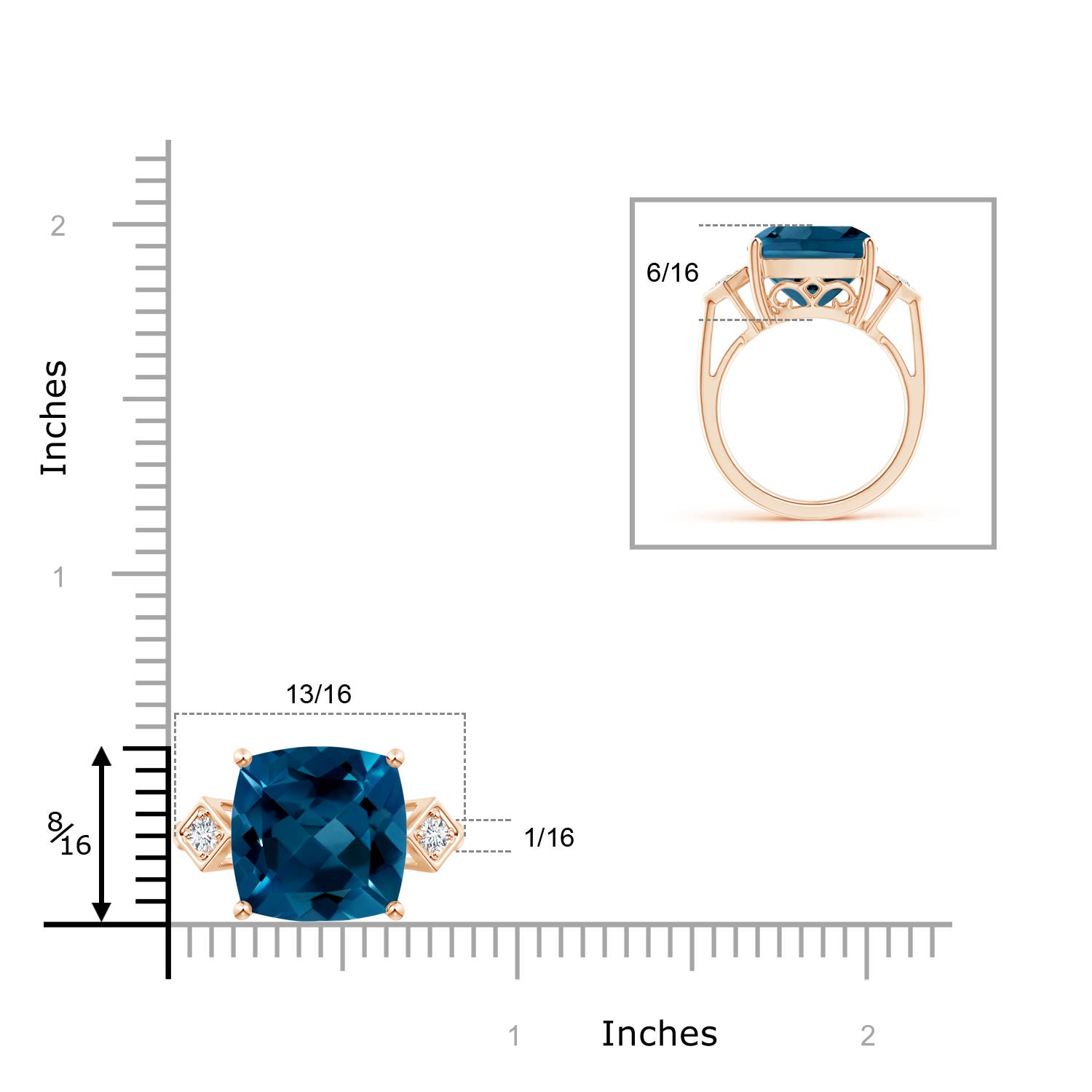 AAAA - London Blue Topaz / 8.14 CT / 14 KT Rose Gold