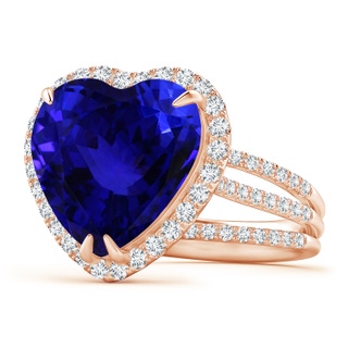 12.59x12.63x8.65mm AAAA Heart-Shaped GIA Certified Tanzanite Triple Shank Ring in 18K Rose Gold