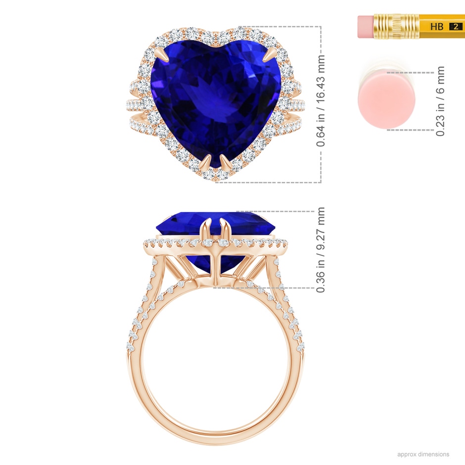 12.59x12.63x8.65mm AAAA Heart-Shaped GIA Certified Tanzanite Triple Shank Ring in Rose Gold ruler