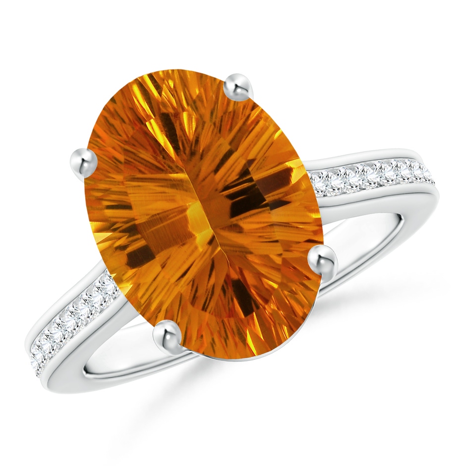 14.15x10.16x7.02mm AAAA Classic Oval CItrine Solitaire Ring in 18K White Gold 
