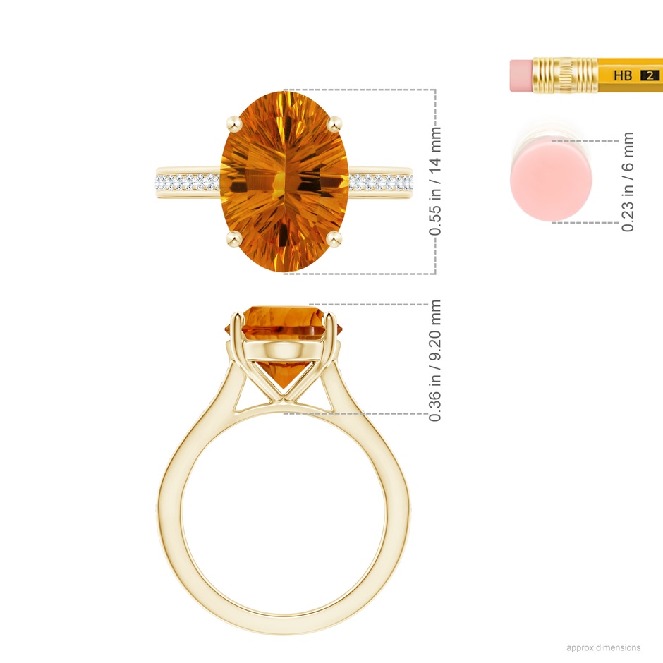 14.15x10.16x7.02mm AAAA Classic Oval CItrine Solitaire Ring in 18K Yellow Gold ruler