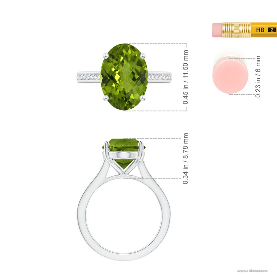 11.03x8.92x5.66mm AAA GIA Certified Classic Oval Peridot Solitaire Ring in 9K White Gold ruler