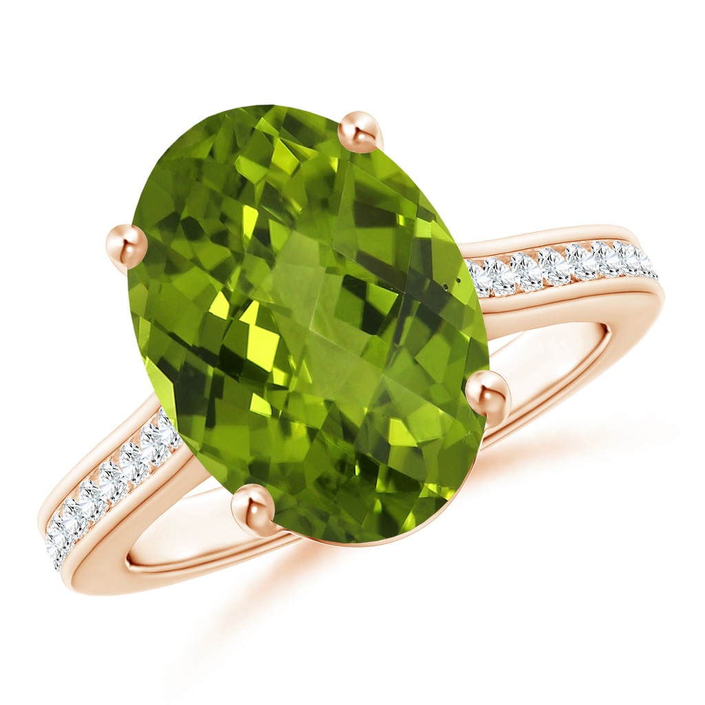 11.03x8.92x5.66mm AAA GIA Certified Classic Oval Peridot Solitaire Ring in Rose Gold - side 199