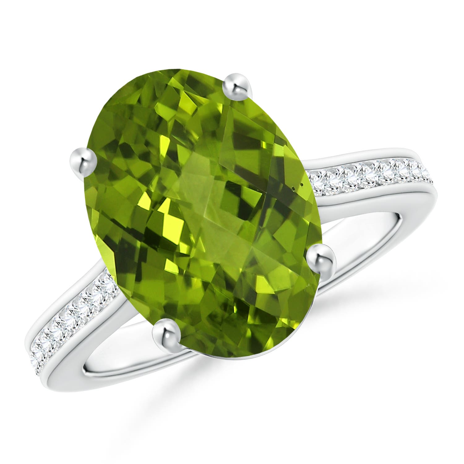 11.03x8.92x5.66mm AAA GIA Certified Classic Oval Peridot Solitaire Ring in White Gold - side 2