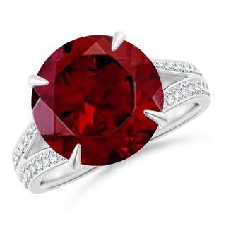 12mm AAA Claw-Set Round Garnet Split Shank Ring in P950 Platinum