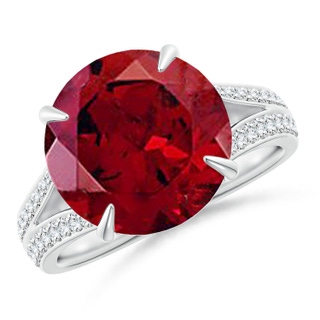 12mm AAAA Claw-Set Round Garnet Split Shank Ring in P950 Platinum