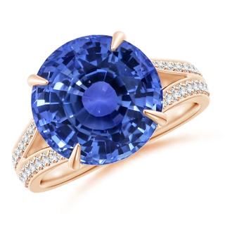 10.74x10.61x7.35mm AA GIA Certified Claw-Set Blue Sapphire Split Shank Ring in Rose Gold