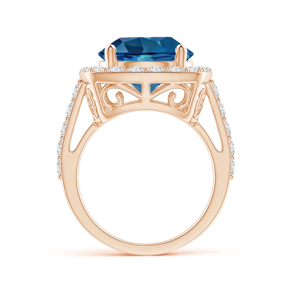 12.03x11.94x7.52mm AAAA GIA Certified London Blue Topaz Cushion Halo Ring with Diamonds in Rose Gold Side 399