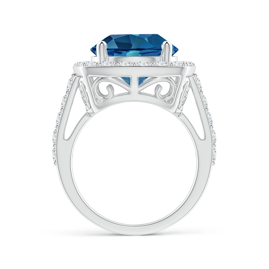 12.03x11.94x7.52mm AAAA GIA Certified London Blue Topaz Cushion Halo Ring with Diamonds in White Gold Side 399