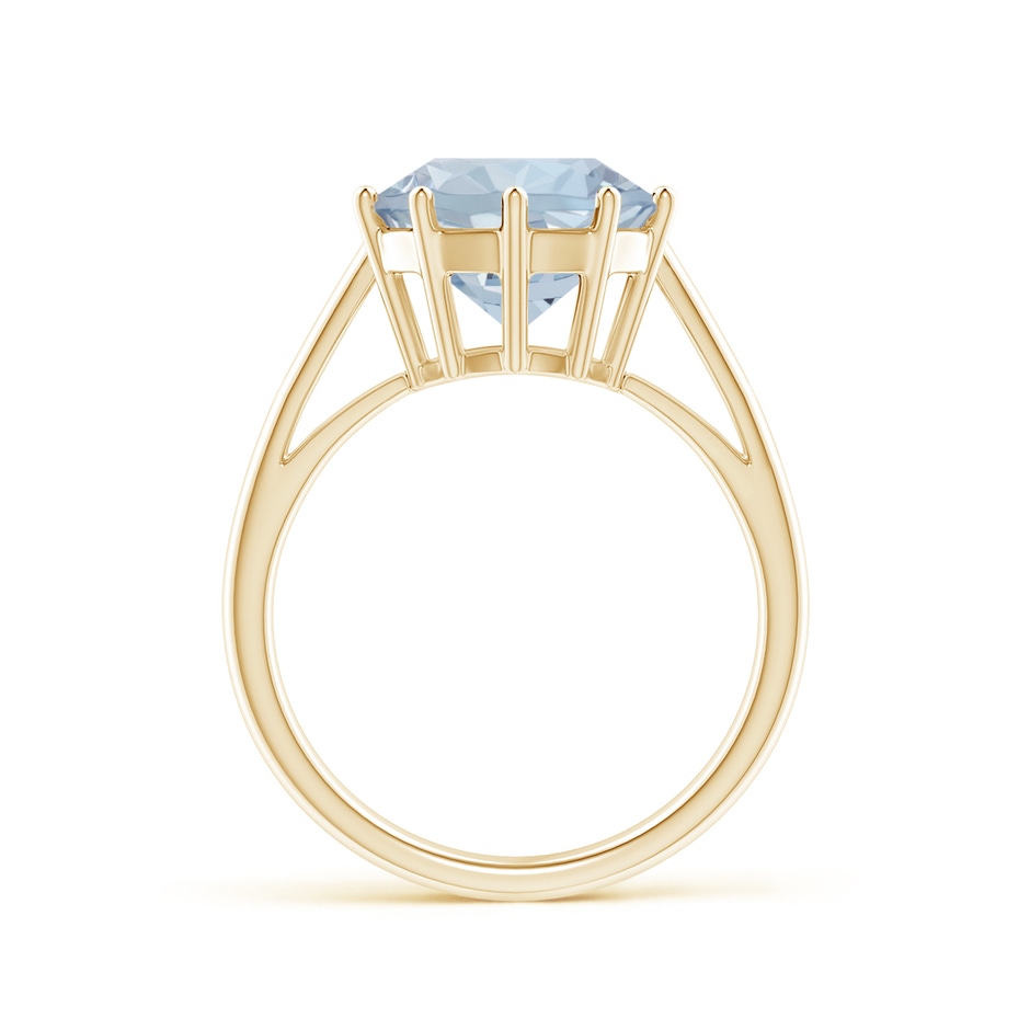 10mm A Vintage Style Round Aquamarine Solitaire Ring in Yellow Gold side 1