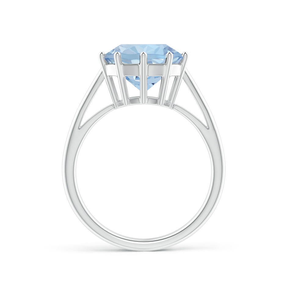 10mm AA Vintage Style Round Aquamarine Solitaire Ring in White Gold side 1