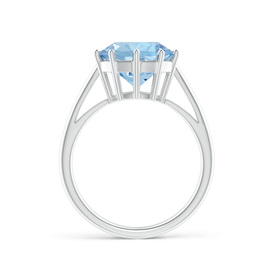 10mm AAA Vintage Style Round Aquamarine Solitaire Ring in White Gold side 1