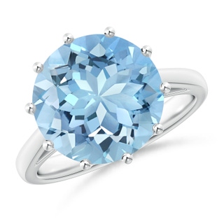 10mm AAAA Vintage Style Round Aquamarine Solitaire Ring in P950 Platinum