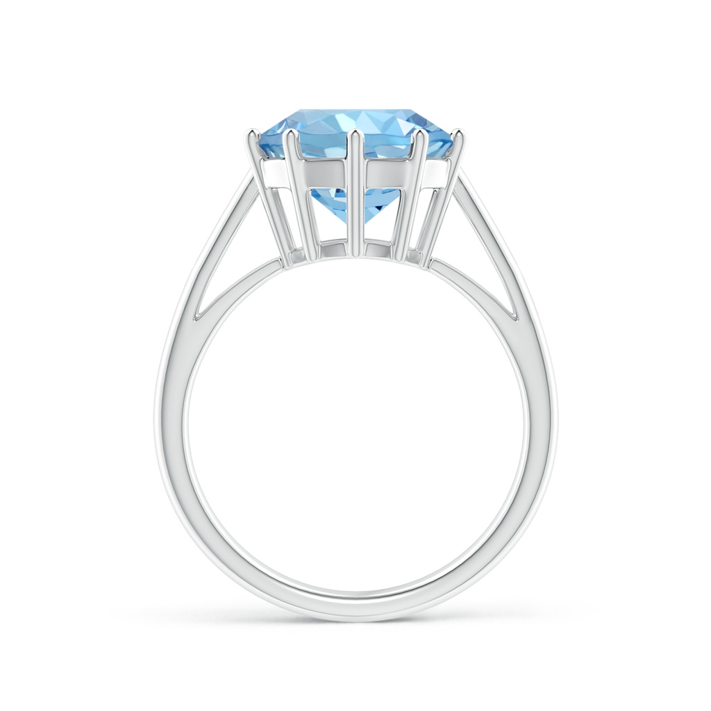 10mm AAAA Vintage Style Round Aquamarine Solitaire Ring in P950 Platinum - side 1
