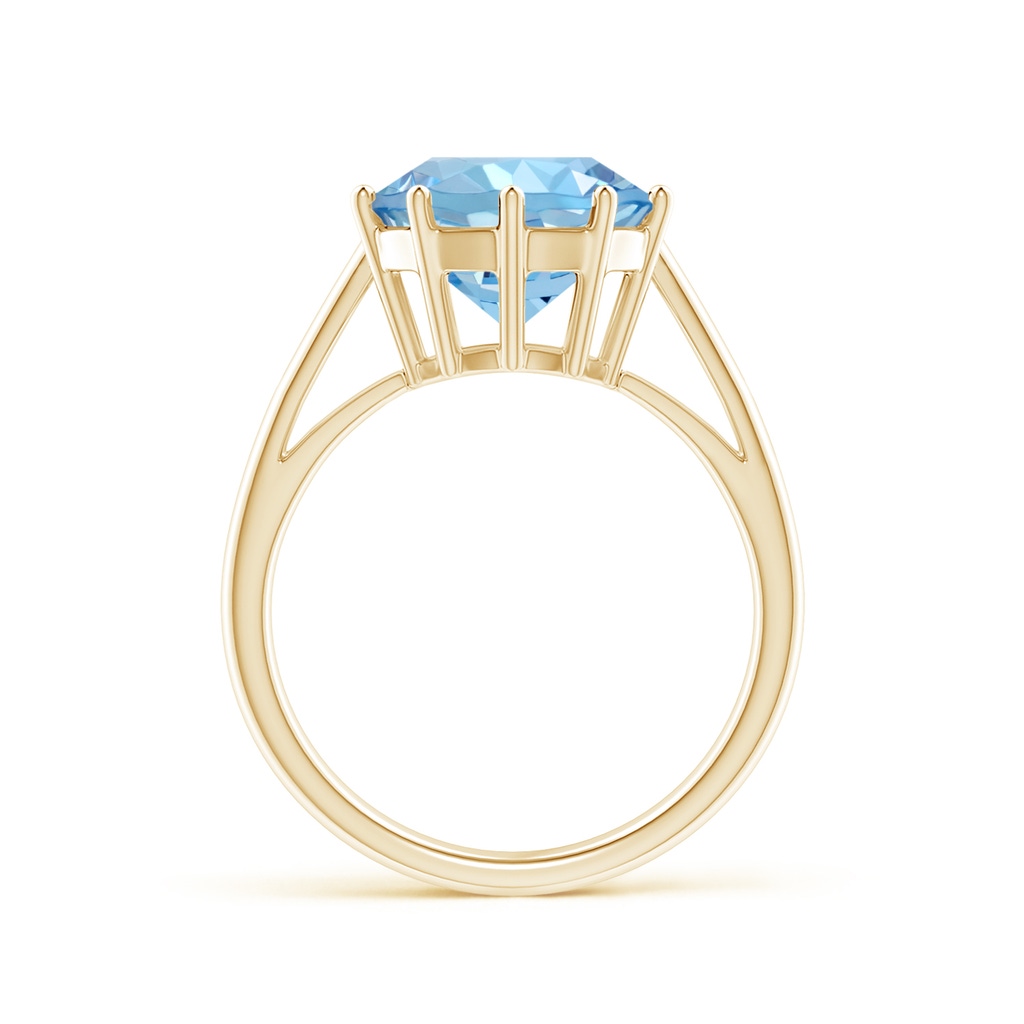 10mm AAAA Vintage Style Round Aquamarine Solitaire Ring in Yellow Gold - side 1