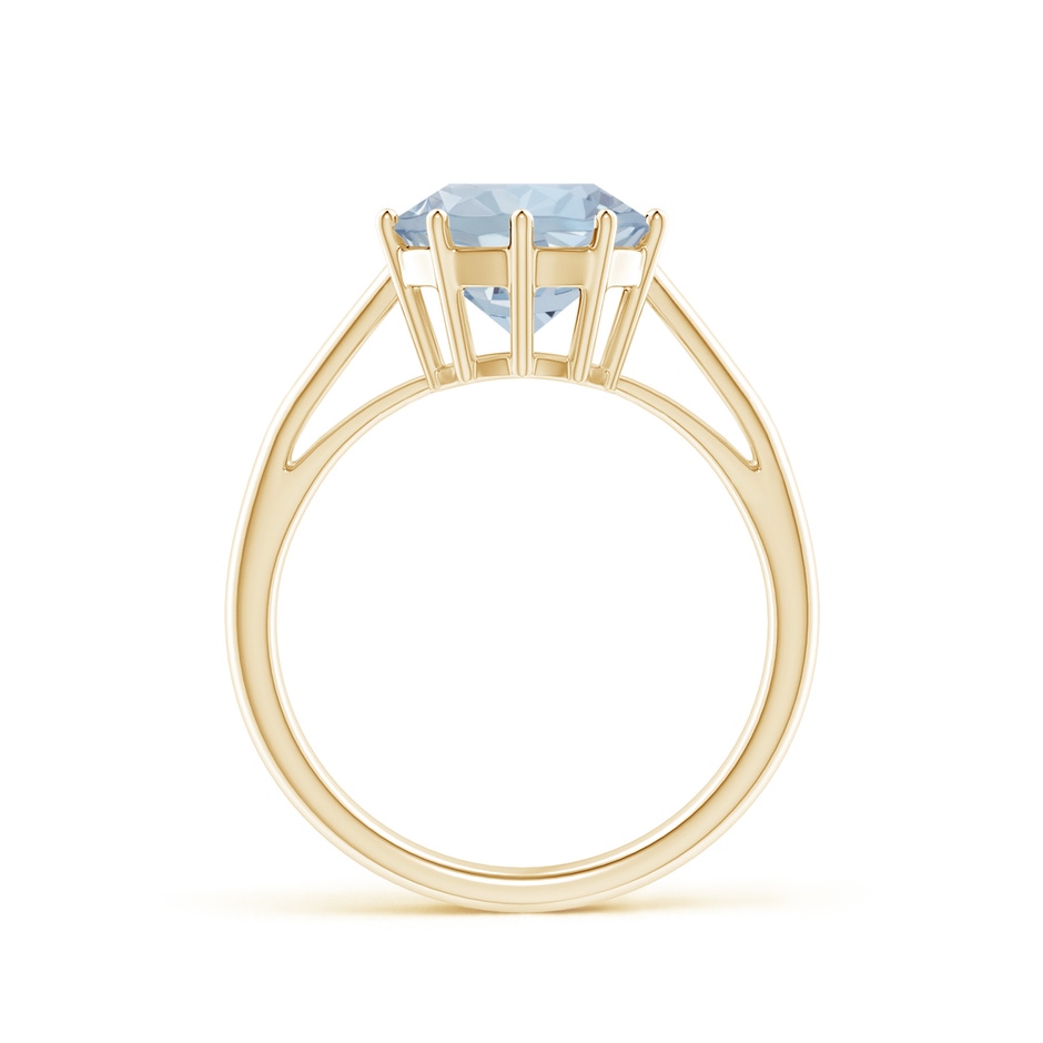 9mm A Vintage Style Round Aquamarine Solitaire Ring in Yellow Gold side 1