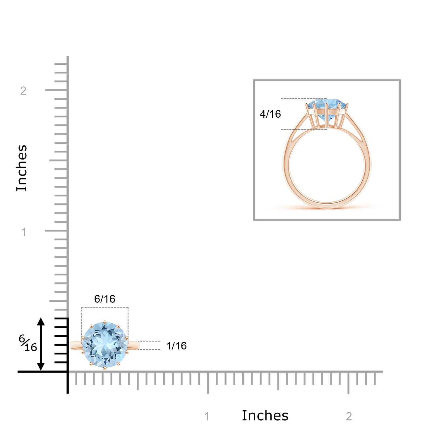 AAA - Aquamarine / 2.3 CT / 14 KT Rose Gold