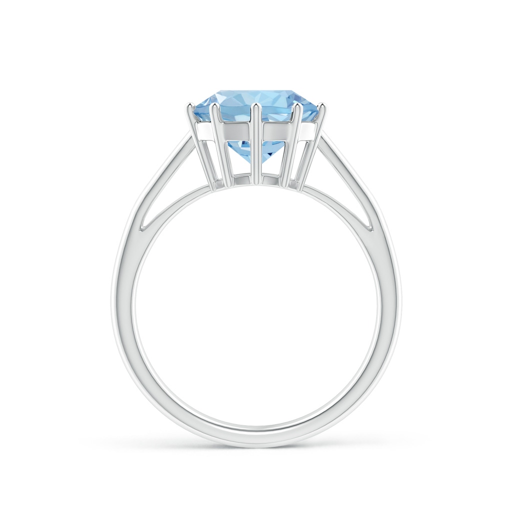 9mm AAA Vintage Style Round Aquamarine Solitaire Ring in White Gold - side 1