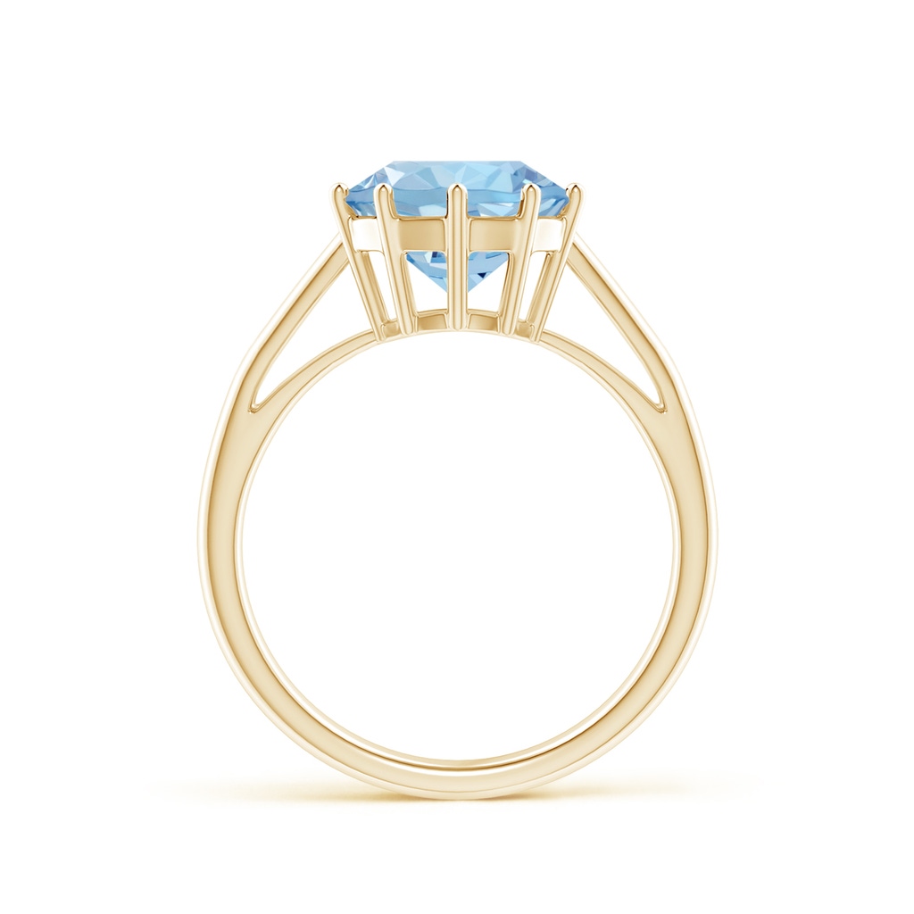 9mm AAA Vintage Style Round Aquamarine Solitaire Ring in Yellow Gold - side 1