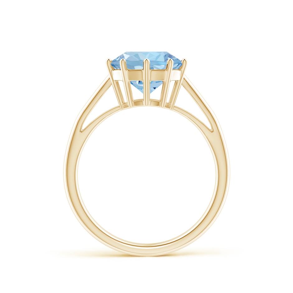 9mm AAA Vintage Style Round Aquamarine Solitaire Ring in Yellow Gold side 1